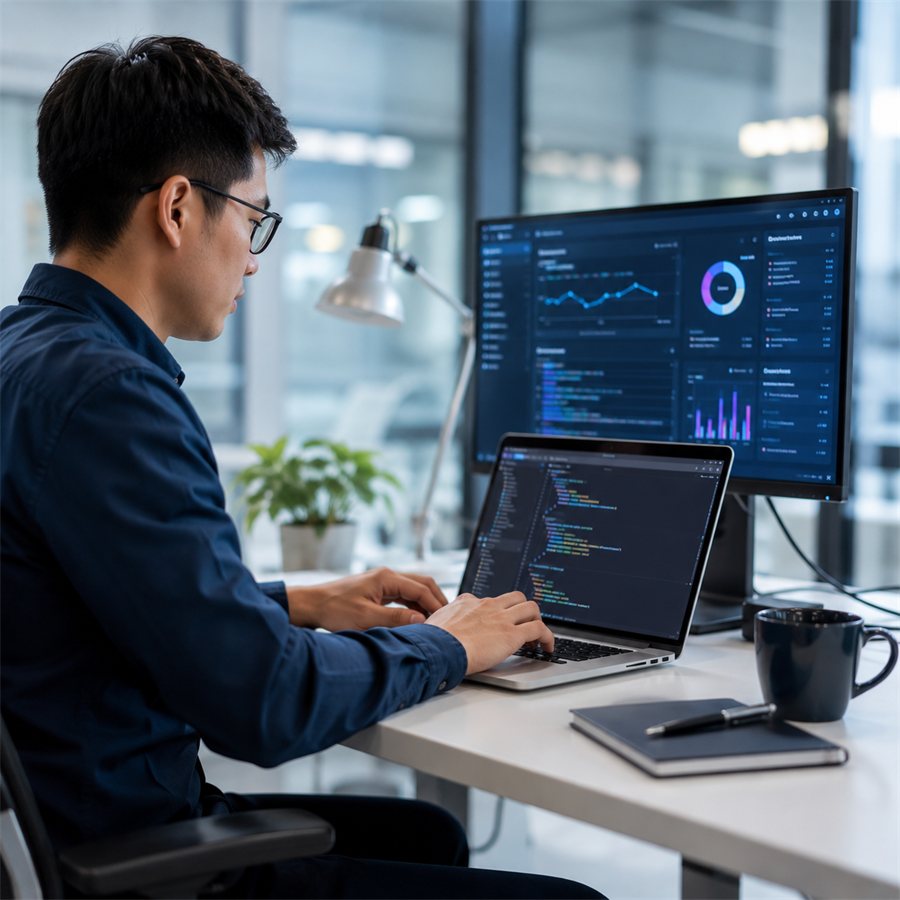 Software dashboard on a developer's workspace